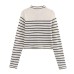 Color blocking striped women's knitted sweater top+striped hollow knitted skirt set for women
