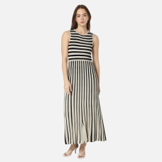 Summer Fashion Round Neck Sleeveless Striped Midi Dress for Women Summer Fashion Round Neck Sleeveless Striped Midi Dress for Women