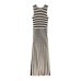 Summer Fashion Round Neck Sleeveless Striped Midi Dress for Women
