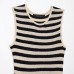 Summer Fashion Round Neck Sleeveless Striped Midi Dress for Women
