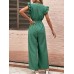 Ruffled Surplice Cap Sleeve Jumpsuit