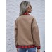 Plaid Trim Long Sleeve Jacket Plaid Trim Long Sleeve Jacket