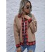 Plaid Trim Long Sleeve Jacket Plaid Trim Long Sleeve Jacket