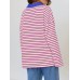 Mandy Striped  Collar Long Sleeve Sweatshirt