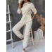 Round Neck Long Sleeve Top and Pants Set