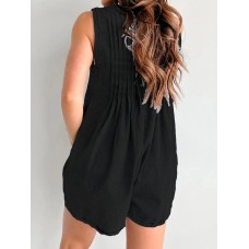 Street trendsetters sleeveless short sleeved shorts denim jumpsuit