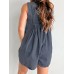 Street trendsetters sleeveless short sleeved shorts denim jumpsuit
