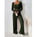 Scoop Neck Long Sleeve Top and Pants Set