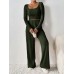 Scoop Neck Long Sleeve Top and Pants Set