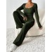 Scoop Neck Long Sleeve Top and Pants Set