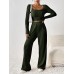 Scoop Neck Long Sleeve Top and Pants Set