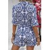 Printed bat sleeve button up shirt jumpsuit