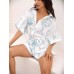 Collar mid sleeve waist strap fashionable and loose short jumpsuit