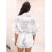 Collar mid sleeve waist strap fashionable and loose short jumpsuit