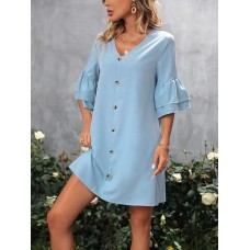 V-Neck Half Sleeve Mini Dress