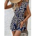 Printed Surplice Cap Sleeve Romper