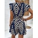 Printed Surplice Cap Sleeve Romper
