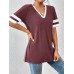 Contrast Trim V-Neck Short Sleeve T-Shirt Contrast Trim V-Neck Short Sleeve T-Shirt