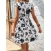 Printed Surplice Cap Sleeve Dress