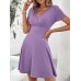 Surplice Short Sleeve Mini Dress