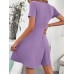Surplice Short Sleeve Mini Dress