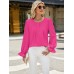 Round Neck Flounce Sleeve Top