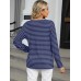 Striped Notched Long Sleeve T-Shirt
