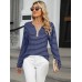 Striped Notched Long Sleeve T-Shirt
