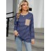 Pocketed Striped Round Neck Long Sleeve T-Shirt