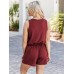 Neck Wide Strap Romper with Pockets