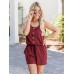 Neck Wide Strap Romper with Pockets