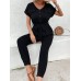 V-Neck Short Sleeve Jumpsuit