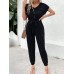 V-Neck Short Sleeve Jumpsuit