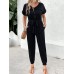 V-Neck Short Sleeve Jumpsuit