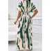 Elegant V-neck full body printed batwing sleeve wide jumpsuit