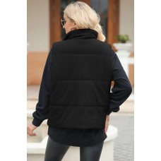 Pocketed Zip Up Turtleneck Vest Coat