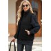Pocketed Zip Up Turtleneck Vest Coat