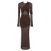 Long skirt mesh transparent sexy slim fit pleated dress