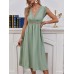 Lace Detail V-Neck Cap Sleeve Dress