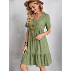 Full Size V-Neck Short Sleeve Dress