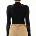 Half high neck solid color women's sexy slim fit fashionable high waisted knitted top for women ﻿