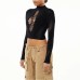 Half high neck solid color women's sexy slim fit fashionable high waisted knitted top for women ﻿