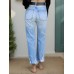 Distressed Straight Jeans with Pockets