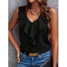 Ruffled V-Neck Tank