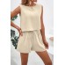 Round Neck Top and Drawstring Shorts Set
