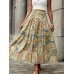 Tiered Smocked Printed High Waist Skirt