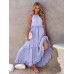 Ruffled Sleeveless Tiered Maxi Dress with Pockets