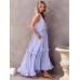 Ruffled Sleeveless Tiered Maxi Dress with Pockets