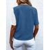 V-neck color blocked fashionable short sleeved contrasting shirt women's top