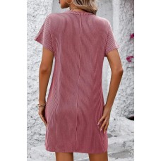 Mandy Ribbed Striped Short Sleeve Mini Tee Dress